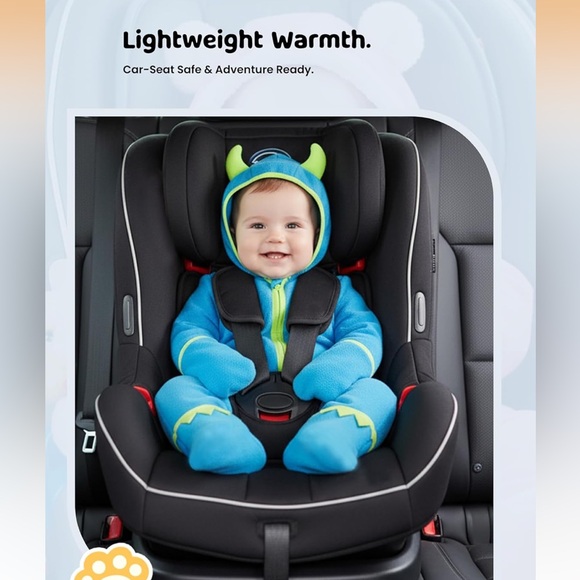 New PatPat Blue Monster Hoodie for Babies warm jacket size 0-3 months - Picture 4 of 13